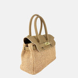 Caterina Bertini Medium Raffia and Leather Crossbody Bag - Big Bag NY