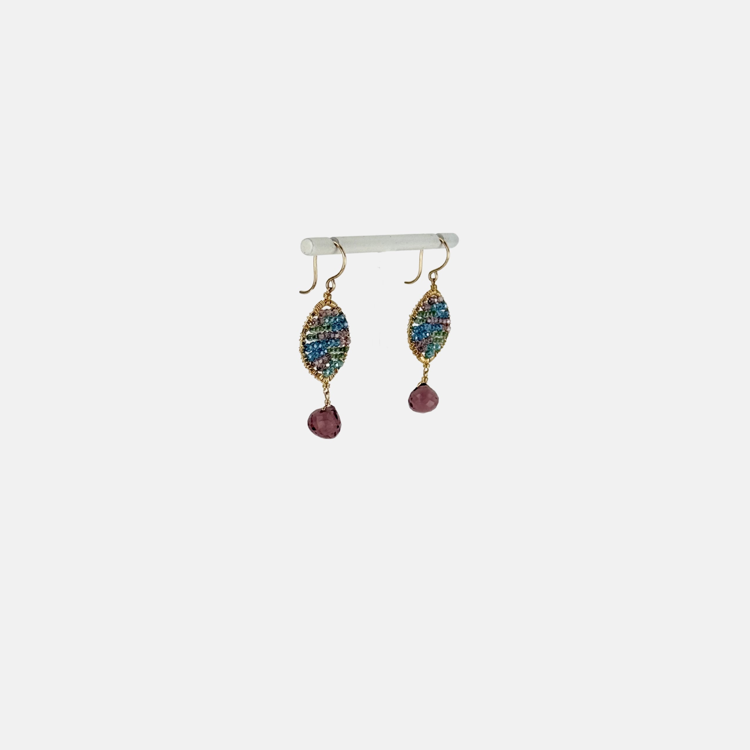 Dana Kellin Beaded Earrings with Tourmaline Crystal Drop - Big Bag NY