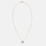 Single Green Amethyst Drop Gold Necklace