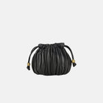 Biagini Ruched Lambskin Mini Shoulder Bag in Black - Big Bag NY