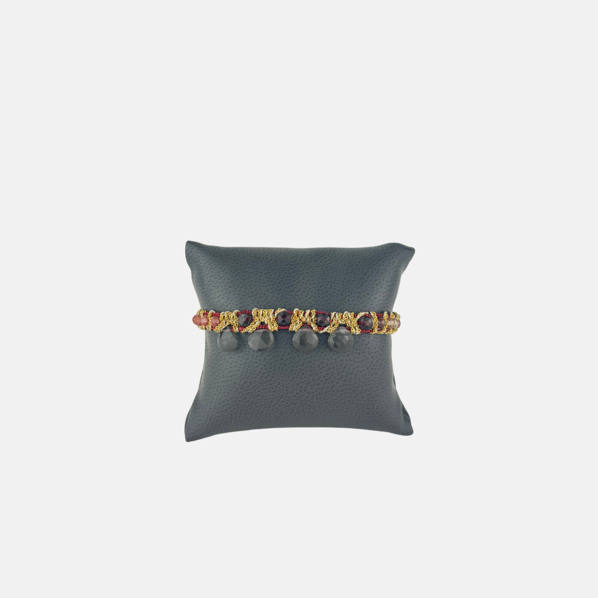 DAG Gioielli Candy Drop Bracelet with Garnet and Gray Moonstone Gemstones - Big Bag NY