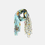 Storiatipic Anne Embroidered Linen Scarf in Aqua - Big Bag NY