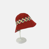 Red Rain Hat with Geometric Ribbon