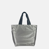 Acrylic L Bag Zipper Tote in Silver Mesh - Big Bag NY