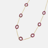 Seven Pink Tourmaline Woven Loop Necklace