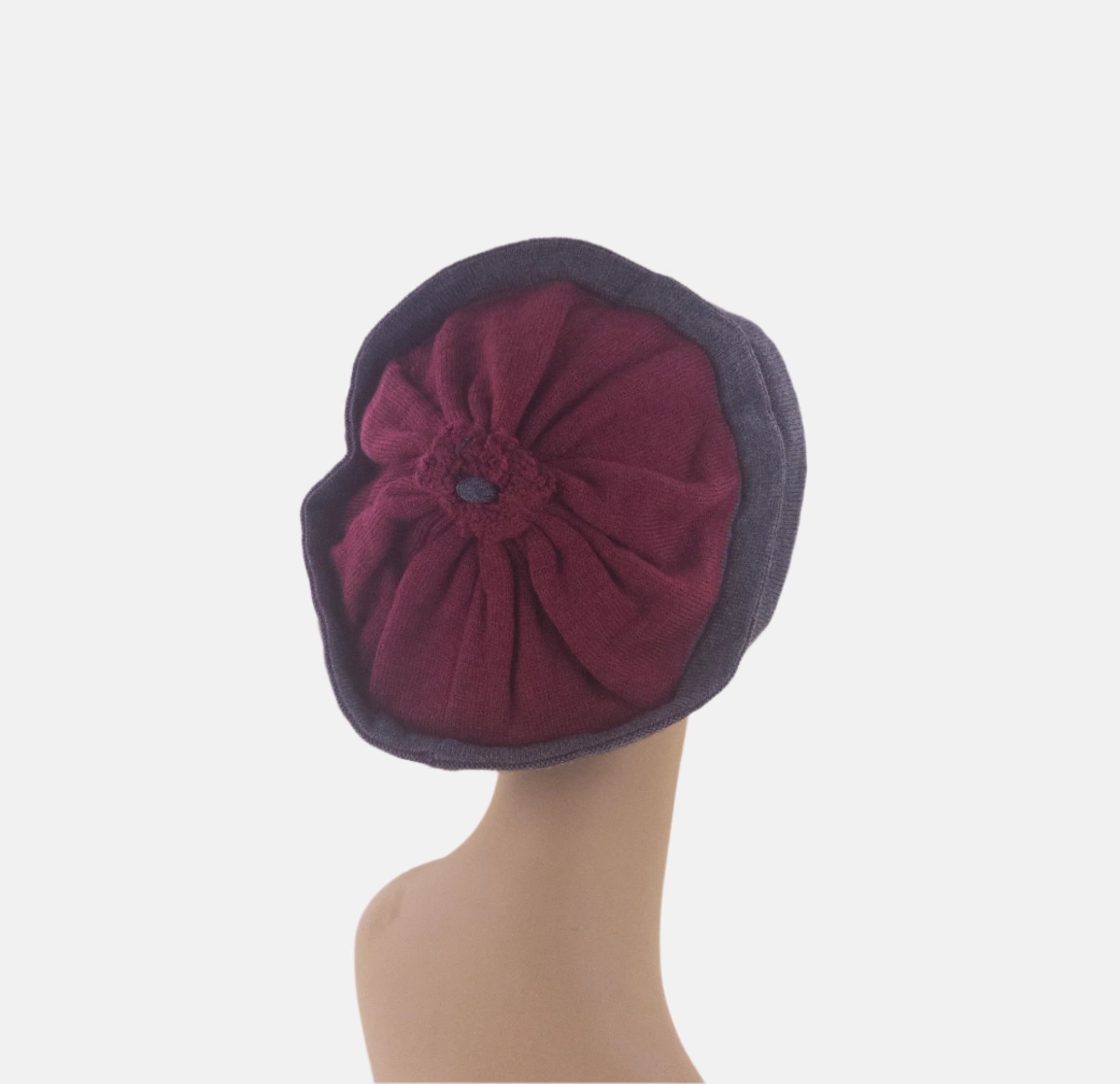 Wine/Gray Celine Robert PIZEL Merino Wool Two Tone Beret - Big Bag NY