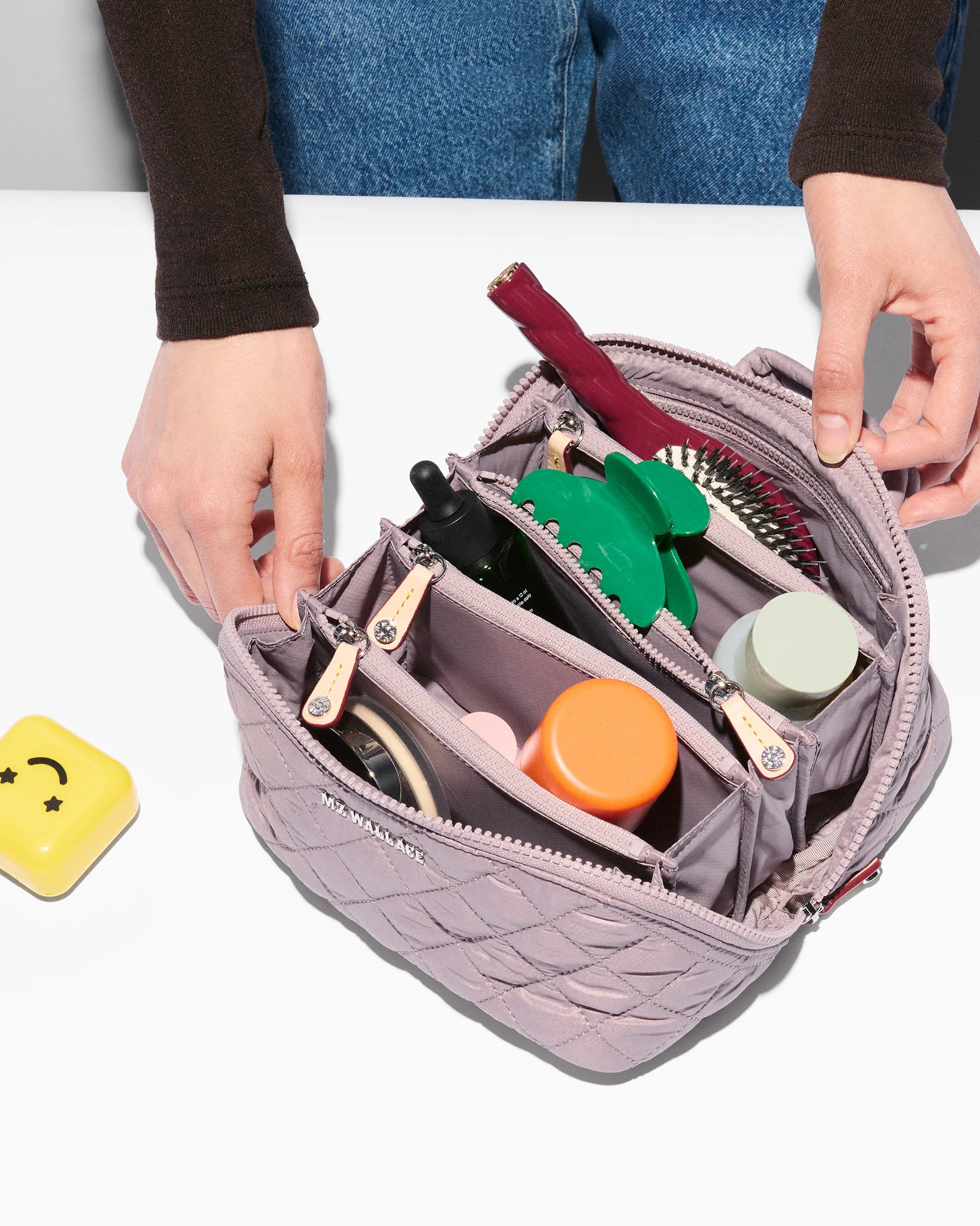 MZ WALLACE Metro Accordion Cosmetic Case in Quail - Big Bag NY