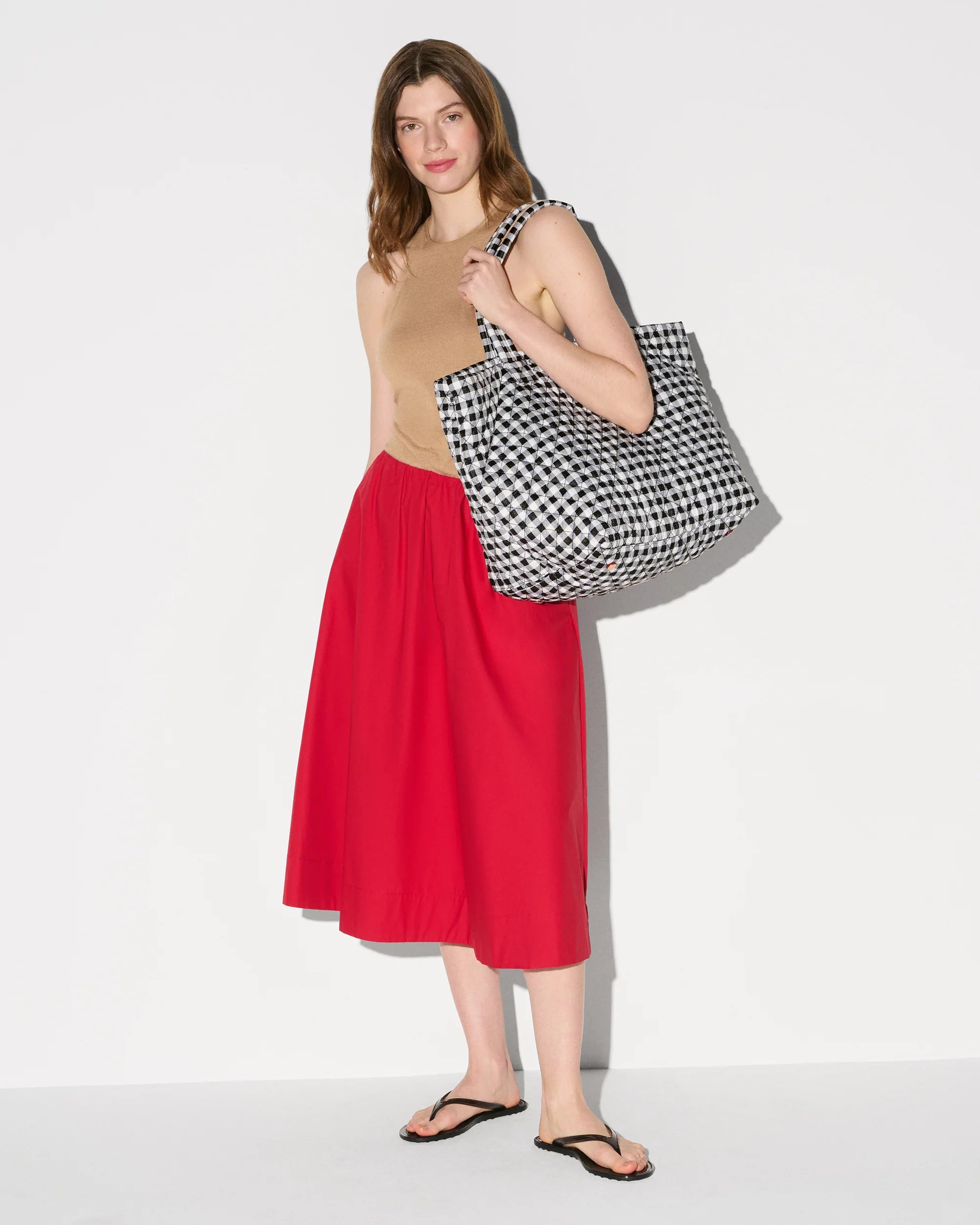 MZ Wallace Large Metro Tote Deluxe in Black and White Gingham - Big Bag NY