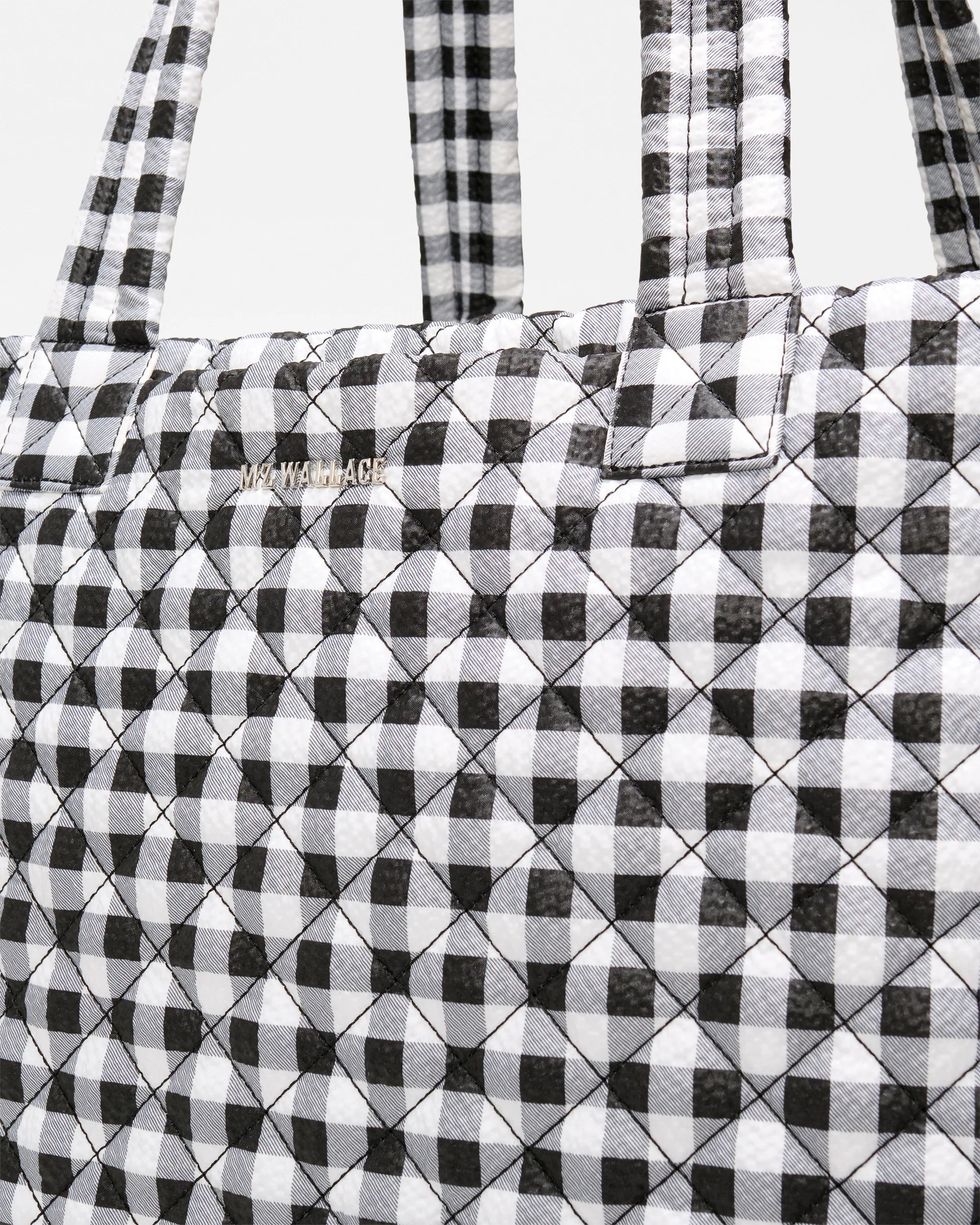 MZ Wallace Large Metro Tote Deluxe in Black and White Gingham - Big Bag NY