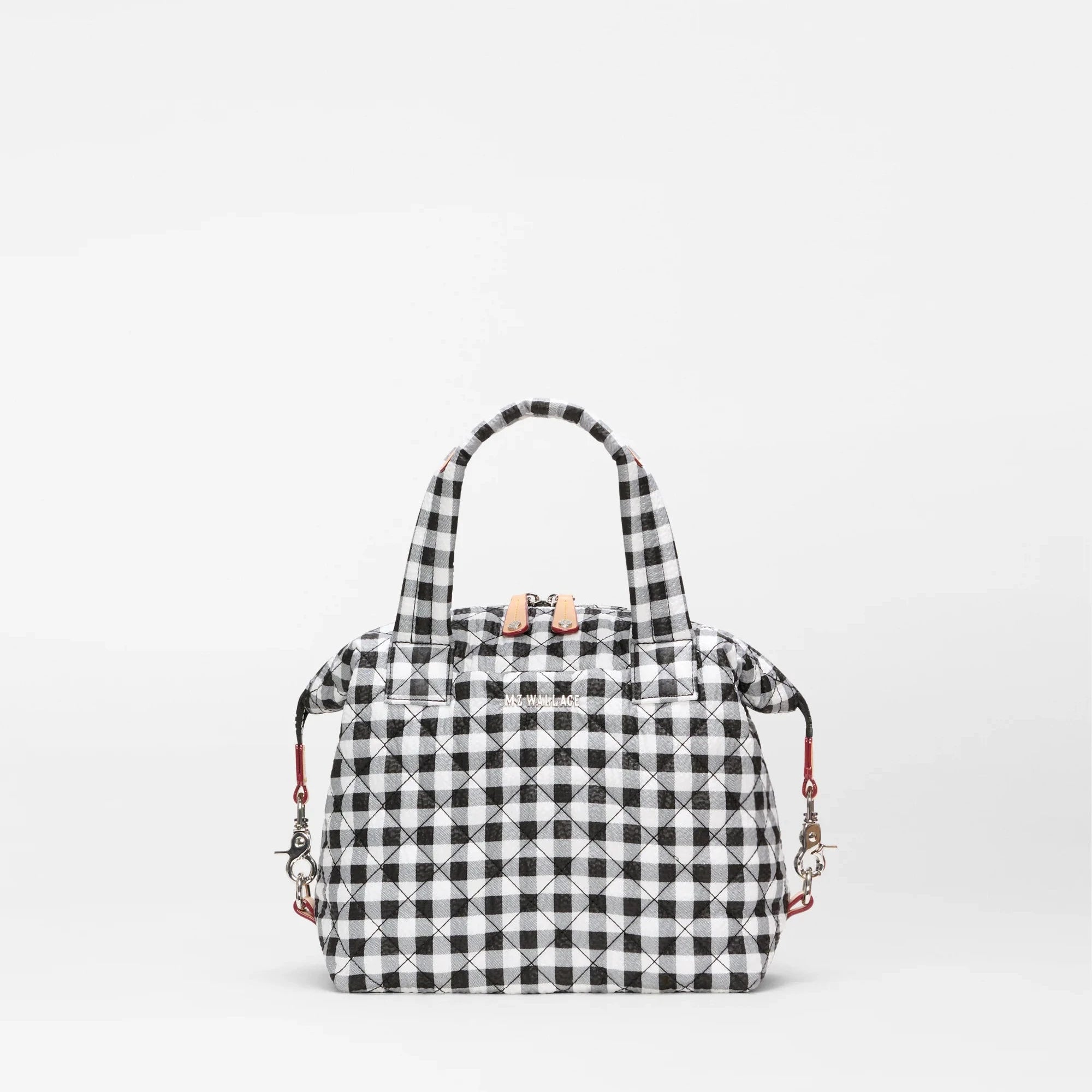 MZ Wallace Small Sutton Deluxe in Black and White Gingham - Big Bag NY