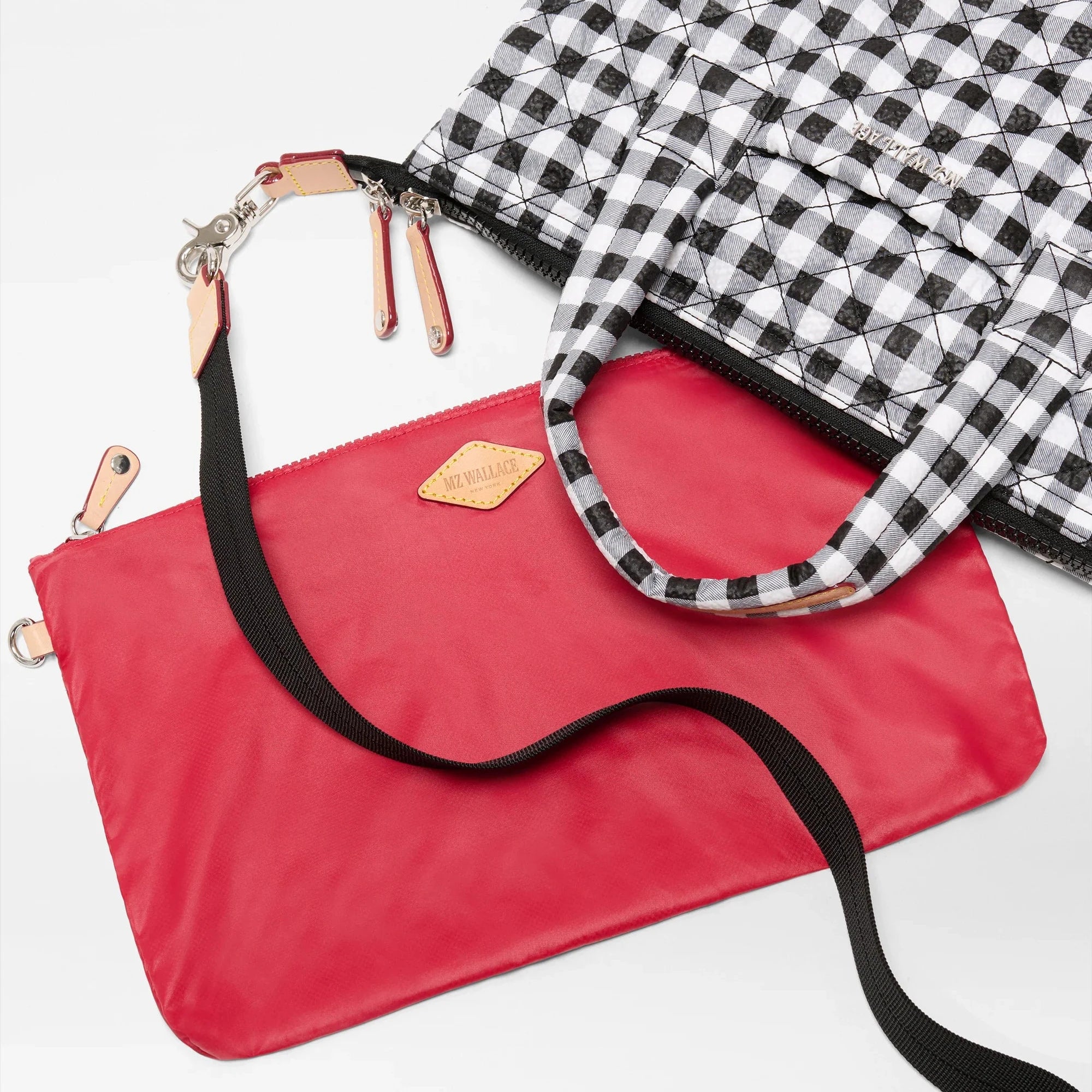 MZ Wallace Small Sutton Deluxe in Black and White Gingham - Big Bag NY