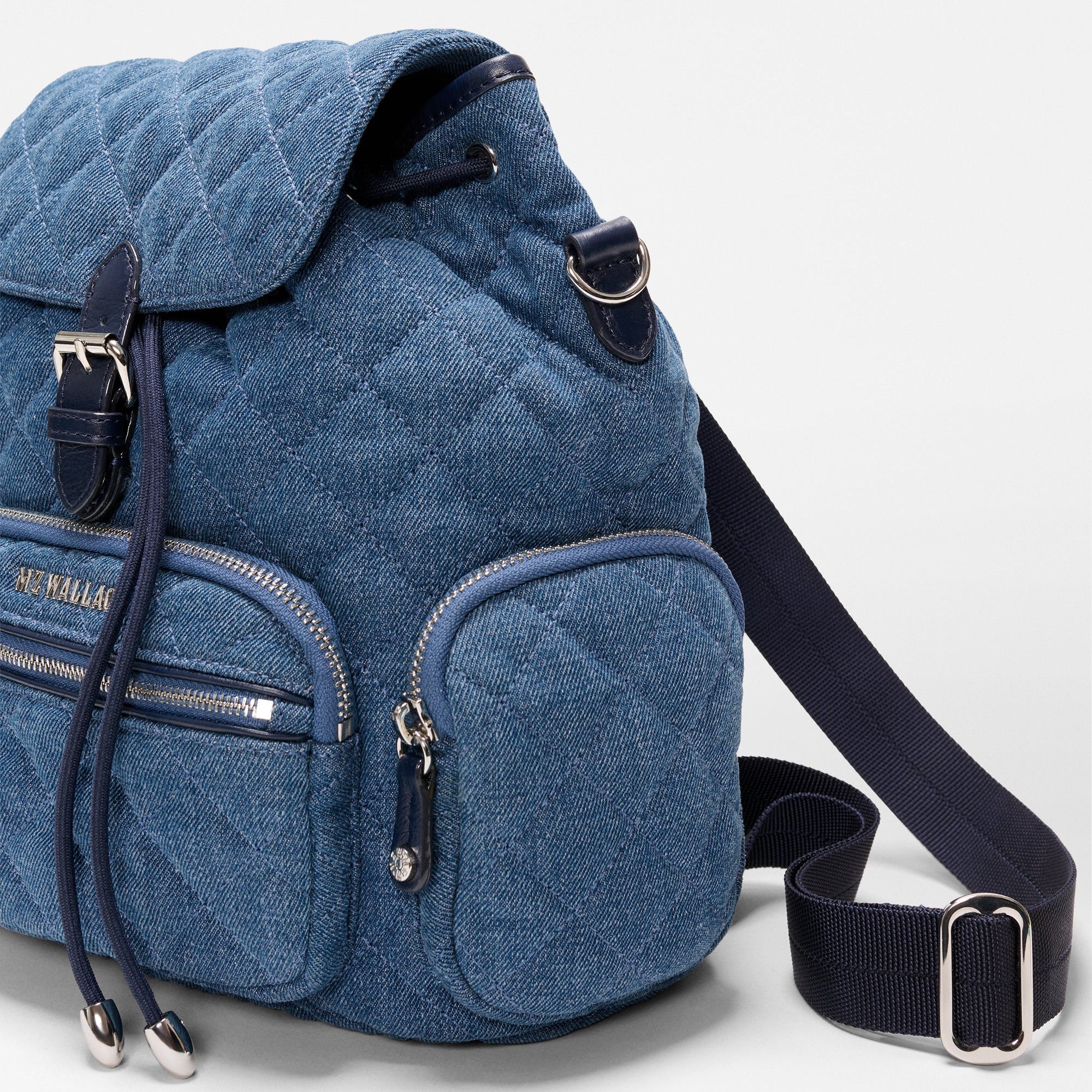 MZ Wallace Mini Crosby Backpack in True Blue Denim - Big Bag NY
