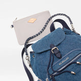 MZ Wallace Mini Crosby Backpack in True Blue Denim - Big Bag NY