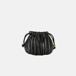 Biagini Ruched Lambskin Mini Shoulder Bag in Black - Big Bag NY