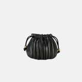 Biagini Ruched Lambskin Mini Shoulder Bag in Black - Big Bag NY