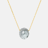 Single Green Amethyst Drop Gold Necklace