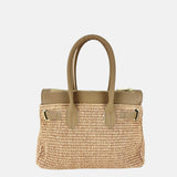 Caterina Bertini Medium Raffia and Leather Crossbody Bag - Big Bag NY