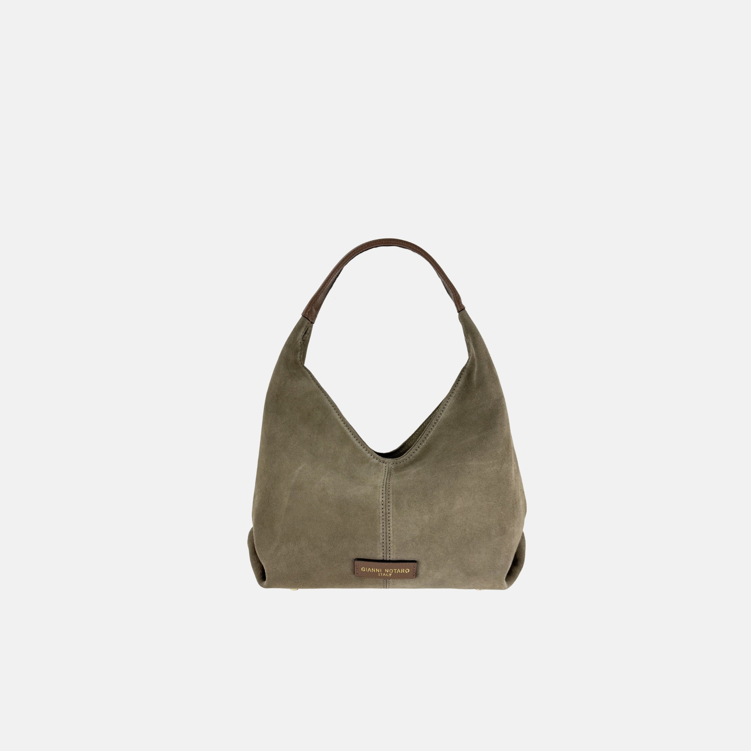 Gianni Notaro Small Suede Shoulder Bag in Taupe - Big Bag NY