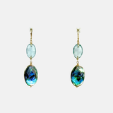 Abalone and Blue Topaz Long Drop Earrings