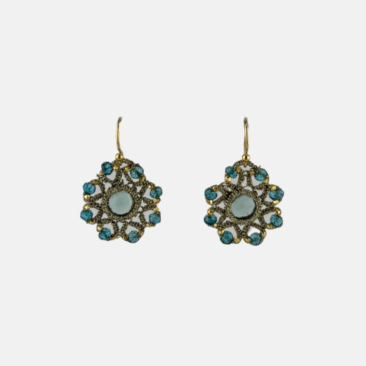 Danielle Welmond Aquamarine and London Blue Topaz Wheel Earrings
 Big Bag NY