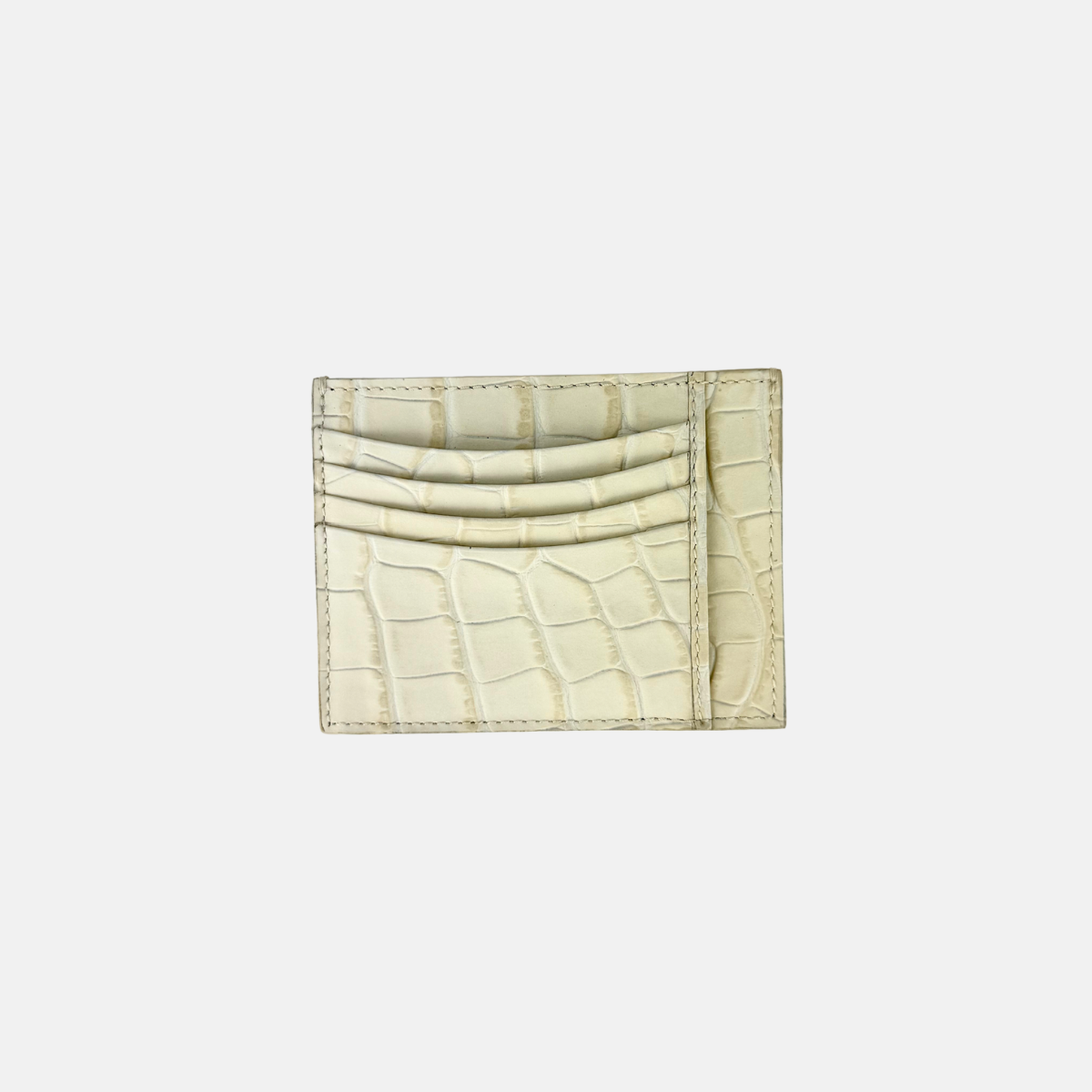 Biagini Croco Embossed Compact Credit Card Organizer in Cream - Big Bag NY