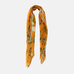 Storiatipic Becky Linen Scarf with Jacquard Trim in Orange - Big Bag NY
