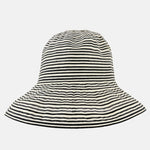 Ferruccio Vecchi Black and Ivory Striped Cotton Blend Summer Hat - Big Bag NY