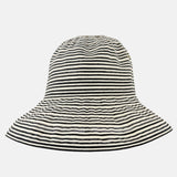 Ferruccio Vecchi Black and Ivory Striped Cotton Blend Summer Hat - Big Bag NY