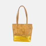 Natalie Therese Cork Shoulder Tote in Gold - Big Bag NY