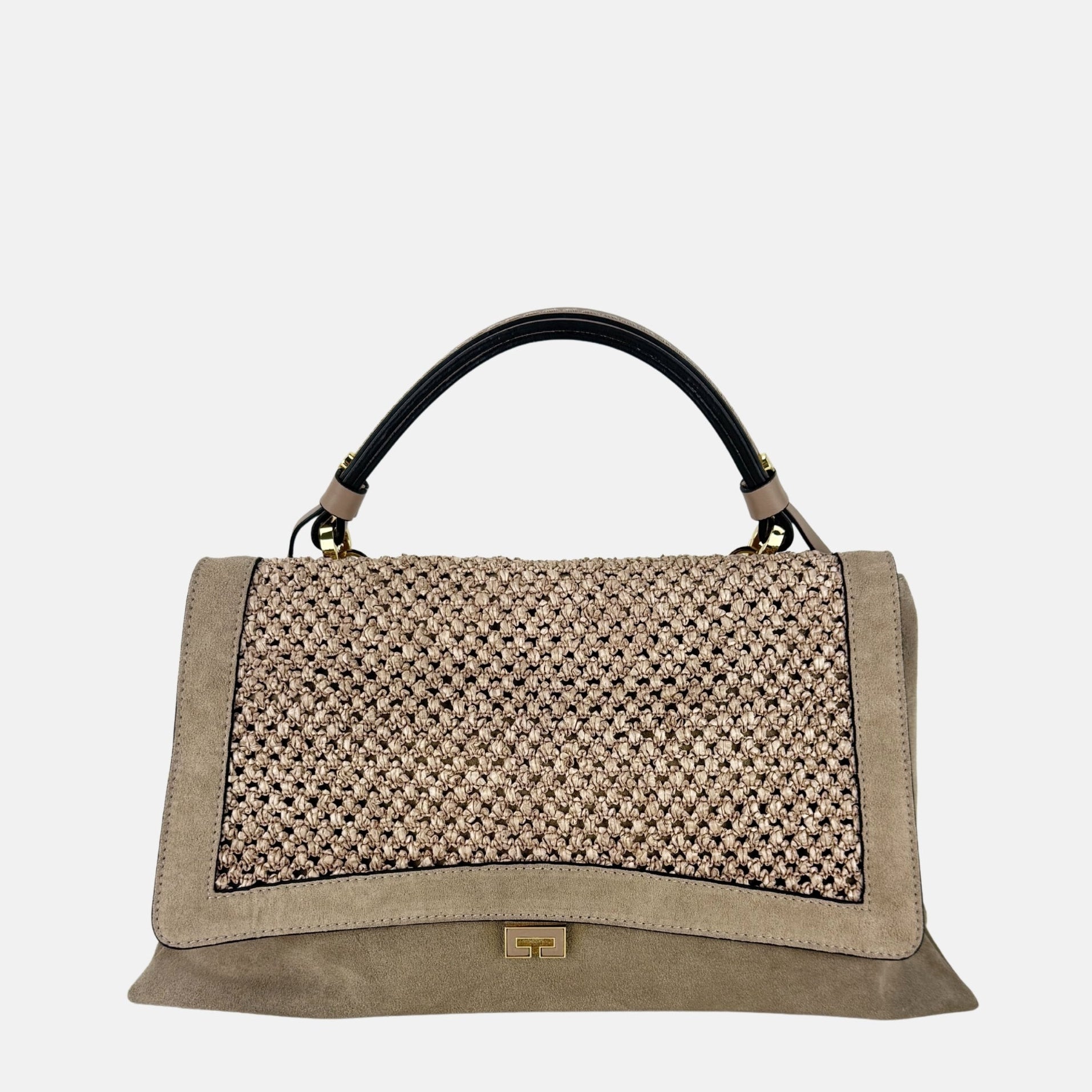 LORISTELLA Kendall Raffia and Suede Satchel Bag - Big Bag NY