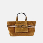 Gianni Chiarini Belty Medium Suede Tote in Cognac - Big Bag NY