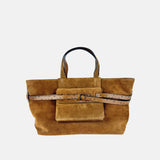 Gianni Chiarini Belty Medium Suede Tote in Cognac - Big Bag NY