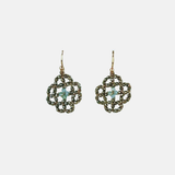 Woven Pyrite and Chalcedony Flower Earrings