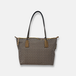 Roberta Pieri Robertina Small Tote in Tatami Print Taupe - Big Bag NY