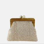 Caterina Bertini Midi Bamboo Frame Shoulder Bag in Off White - Big Bag NY