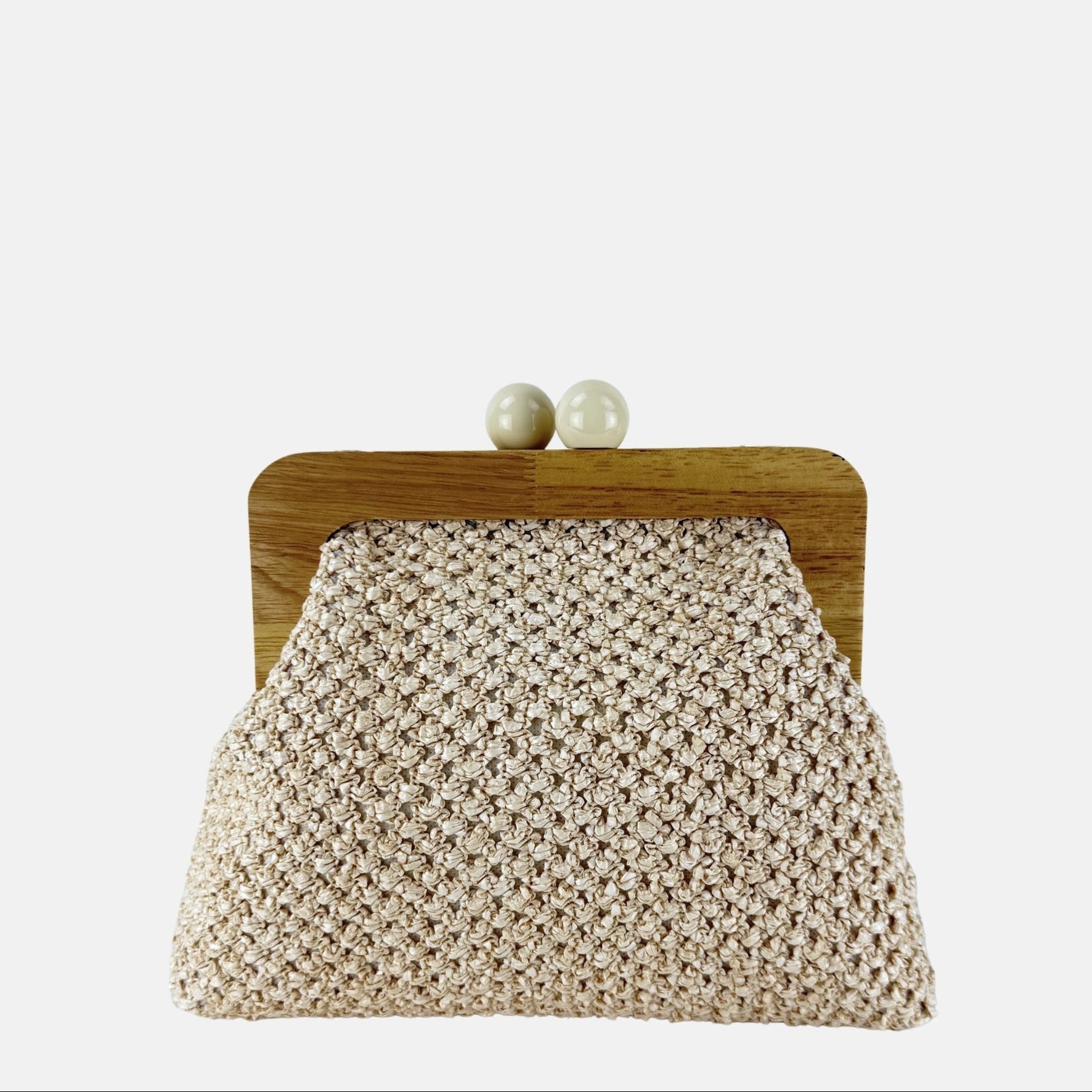 Caterina Bertini Midi Bamboo Frame Shoulder Bag in Off White - Big Bag NY