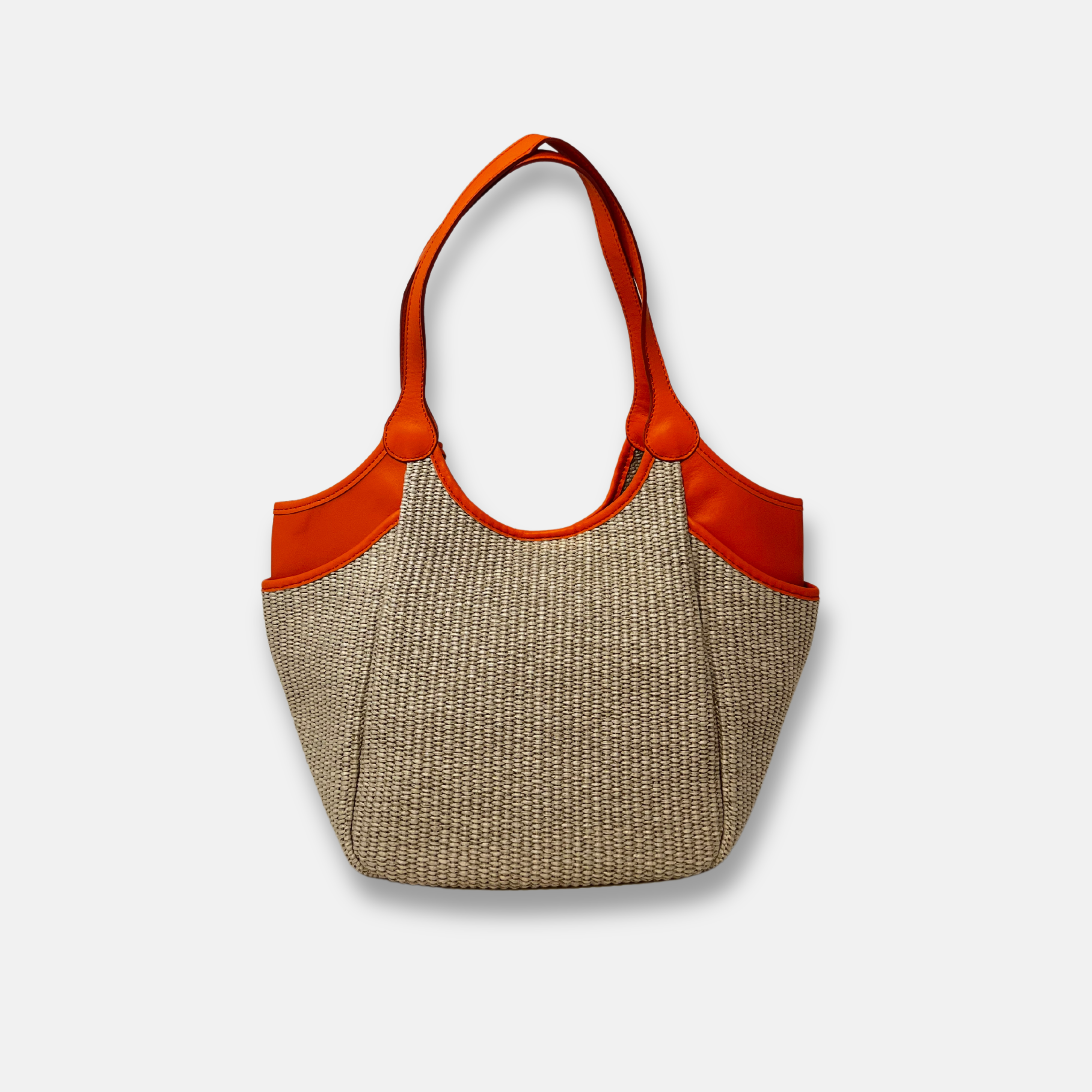 Marco Masi Small Raffia Tote with Side Pockets Orange - Big Bag NY