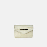 Biagini Croco Embossed Compact Credit Card Flap Wallet in Panna Cream - Big Bag NY