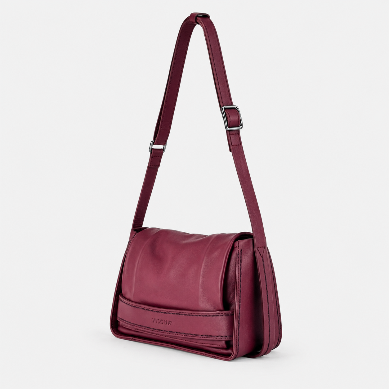 Plinio Visona AIDA Small Leather Flap Crossbody in Chianti - Big Bag NY