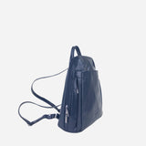 Navy Marta Ponti Pocket Leather Backpack - Big Bag NY