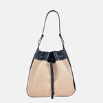 LORISTELLA Zoe Raffia and Leather Draw-String Tote - Big Bag NY