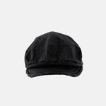 QUIHNO Linen and Nylon Sun and Rain Flat Cap Black - Big Bag NY