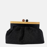 Caterina Bertini Large Bamboo Frame Clutch in Black - Big Bag NY