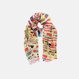 Storiatipic Bea Embroidered Linen Scarf in Coral - Big Bag NY