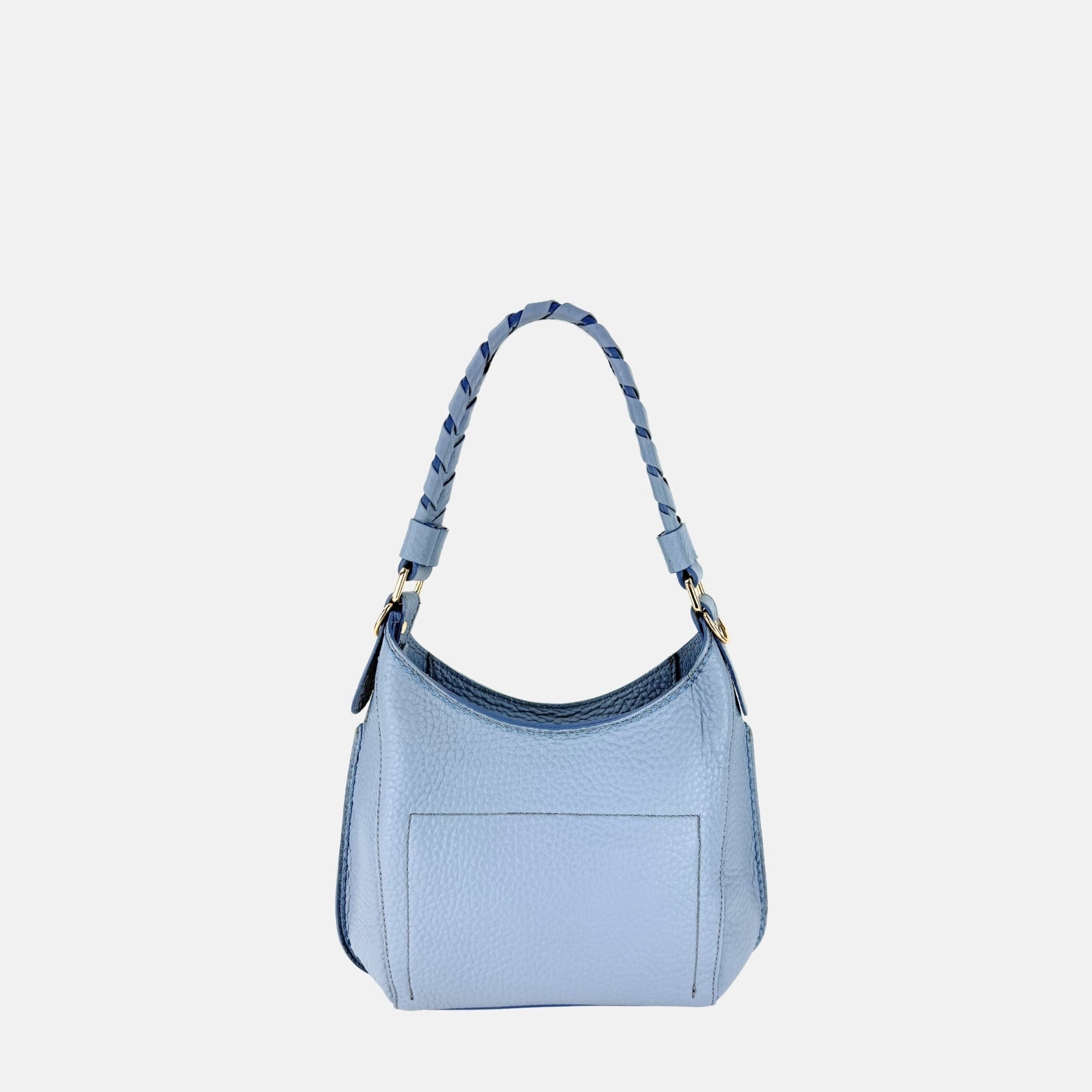 Plinio Visona Mia Braided Top Handle Small Shoulder Bag in Sky Blue - Big Bag NY