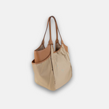 Beige Marco Masi Large Nylon Tote with Side Pockets - Big Bag NY