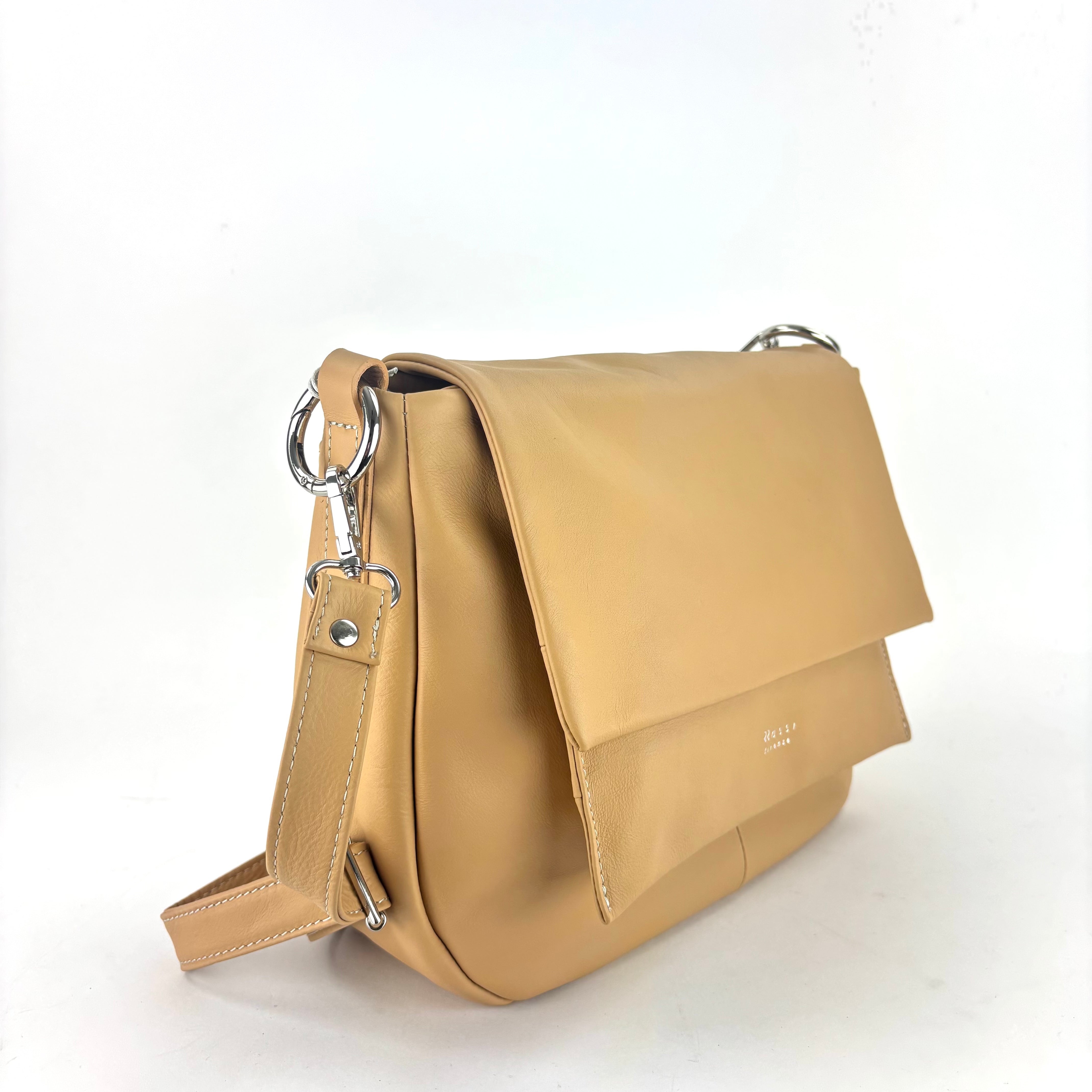 Ultrasmooth Calfskin Multi Compartment Shoulder Bag Camel - Big Bag NY