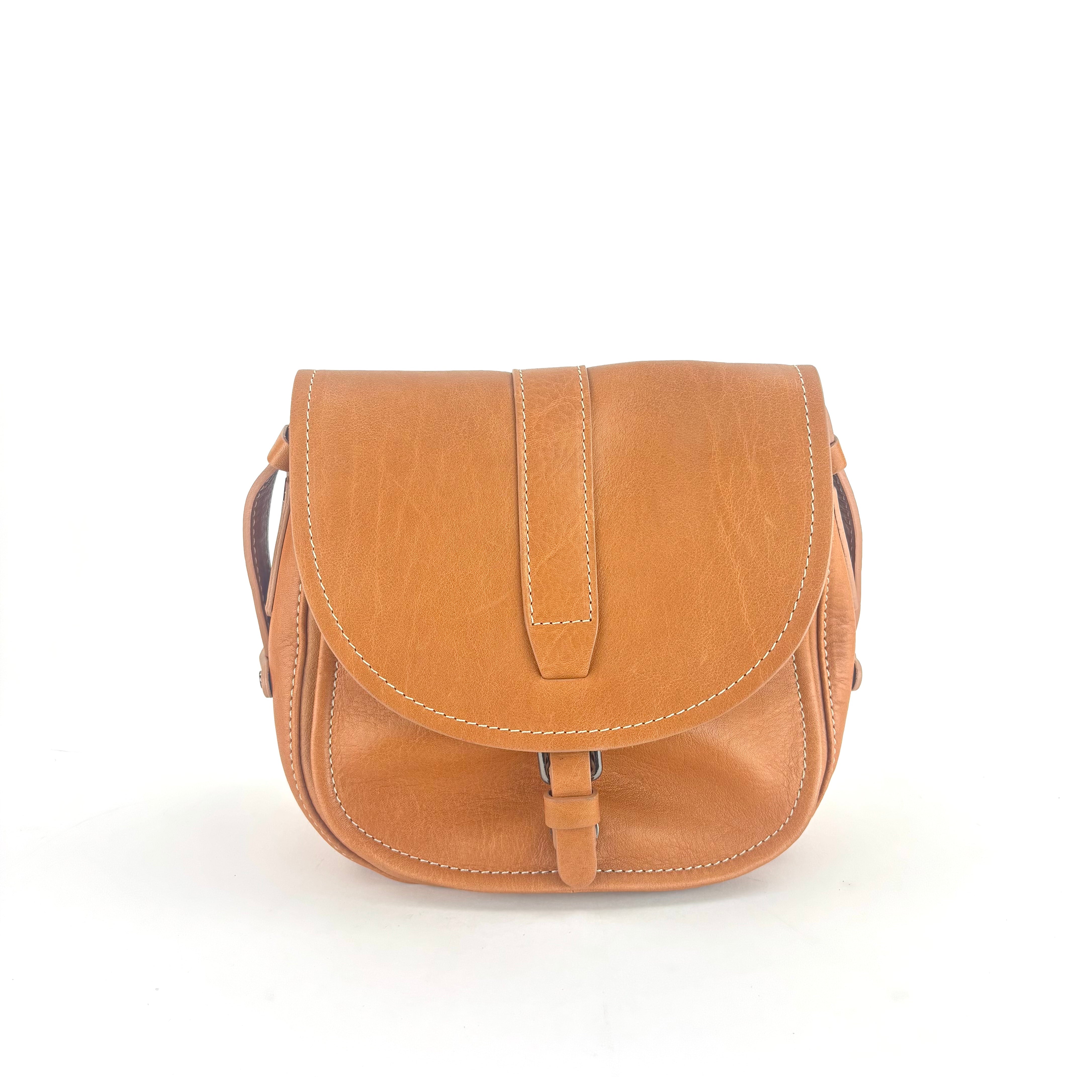 Medium Tuscan Leather Saddle Bag Beige - Big Bag NY
