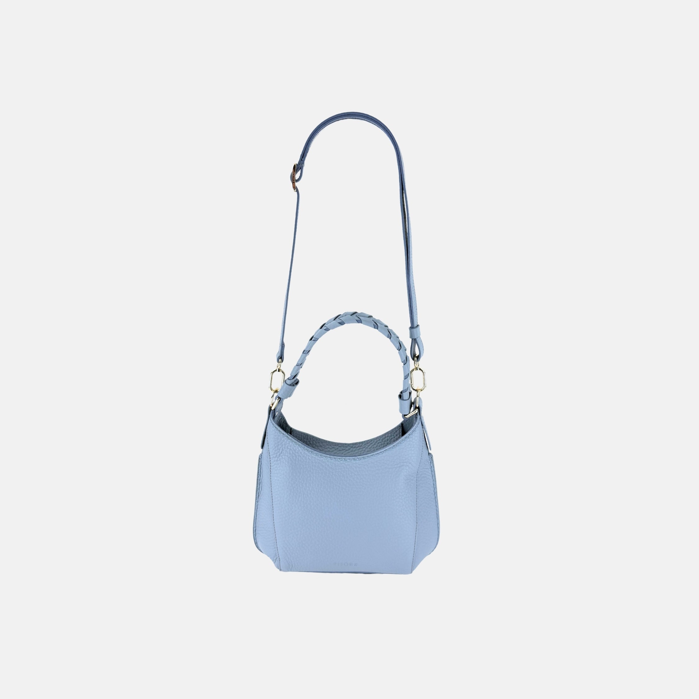 Plinio Visona Braided Top Handle Small Shoulder Bag in Sky Blue - Big Bag NY