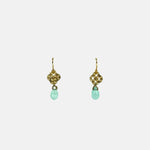 Woven Gold Earrings with Peruvian Calcite Drop - Big Bag NY